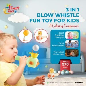 3 in 1 Blow Whistle Fun Toy for Kids - Working 100% Guaranty Breathing Exerciser